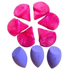 Beautyblender Purple Makeup Sponges and Pink Velvet Powder Puffs 9 Piece Set